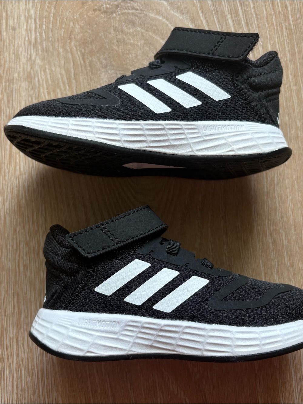 adidas Kids Black and White Hook-and-Loop Athletic Sneakers